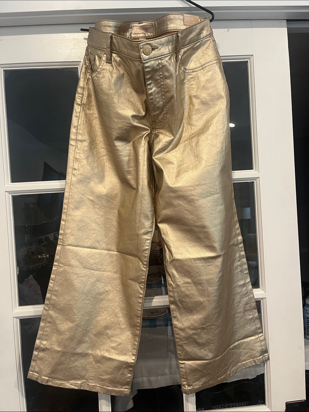 Metallic Gold Wide-Leg Pants